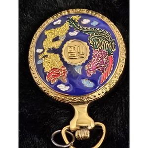 Vintage Helbros Ladies Pendant Watch Gold Plated Quartz Chinese Symbol R…